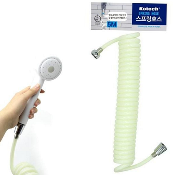 샤워용 호스 코일형 스프링 호스 욕실용 청소용 꼬임 방지 - 상품 이미지