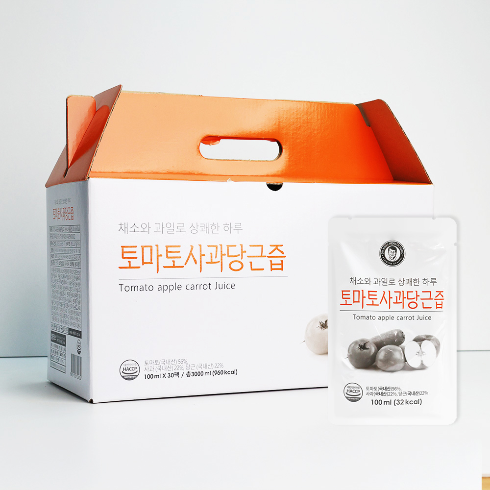 김재식헬스푸드 저온착즙100% 국내산 토마토 사과 당근즙 100ml 30팩 1박스 - 상세 이미지 3