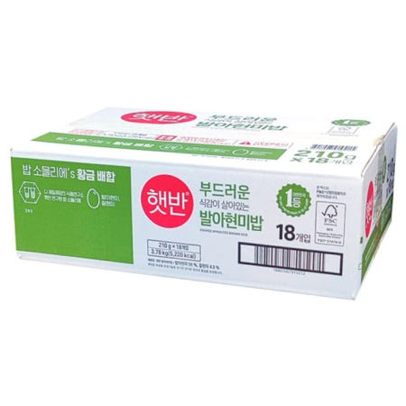 CJ 햇반 부드러운 발아 현미밥 210g (18개) 커머스픽301