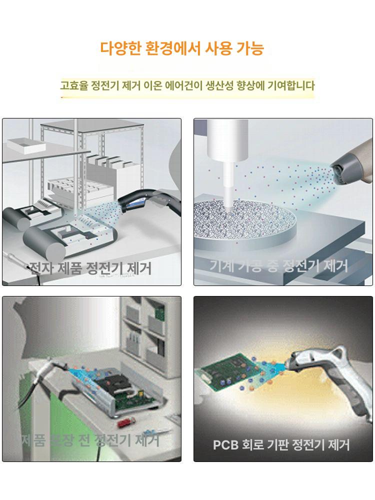 정전기 이오나이저 공압 노즐 에어건 블로워 작업용 분사기 제거 단일헤드 - 상세 이미지 2