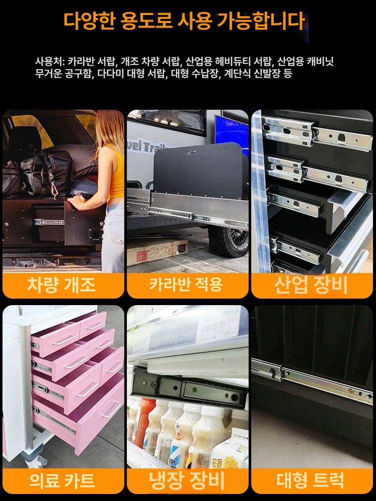 슬라이드 레일 볼베어링 가구자재 선반 수납장 슬라이딩 가이드 드로어 하드웨어 - 상세 이미지 4