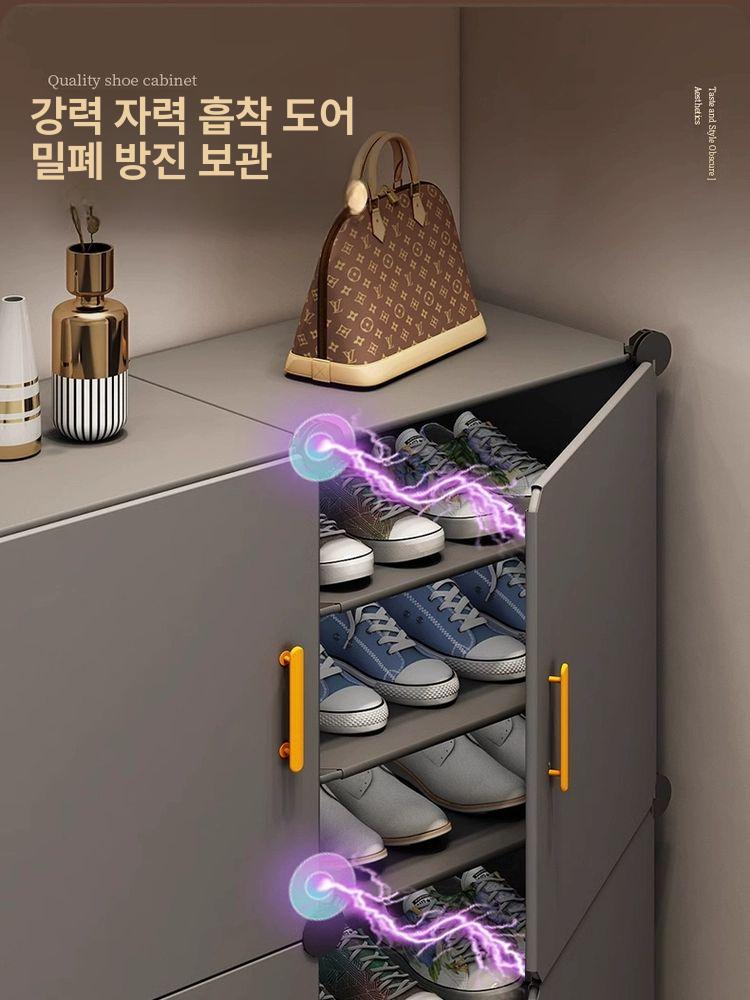 현관 신발장 수납함 조립식 수납장 플라스틱 다용도 원룸 신발 간이 대형 원목 사무실 선반 - 상세 이미지 2