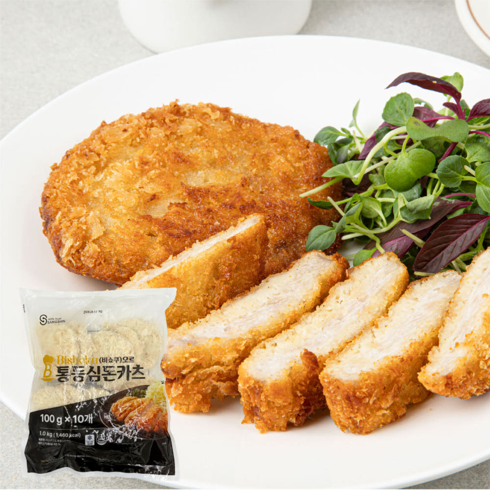 [업소겸용-비유탕]대용량 순살돈까스 100g 10장/비쇼쿠 통등심돈카츠 1kg 통등심65% 이미지 6