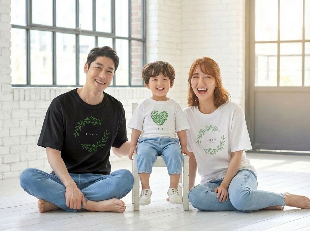 몽피마피 러브가든 가족티 패밀리룩 돌촬영 여행 사진의상 반팔 맨투맨 - 상세 이미지 4