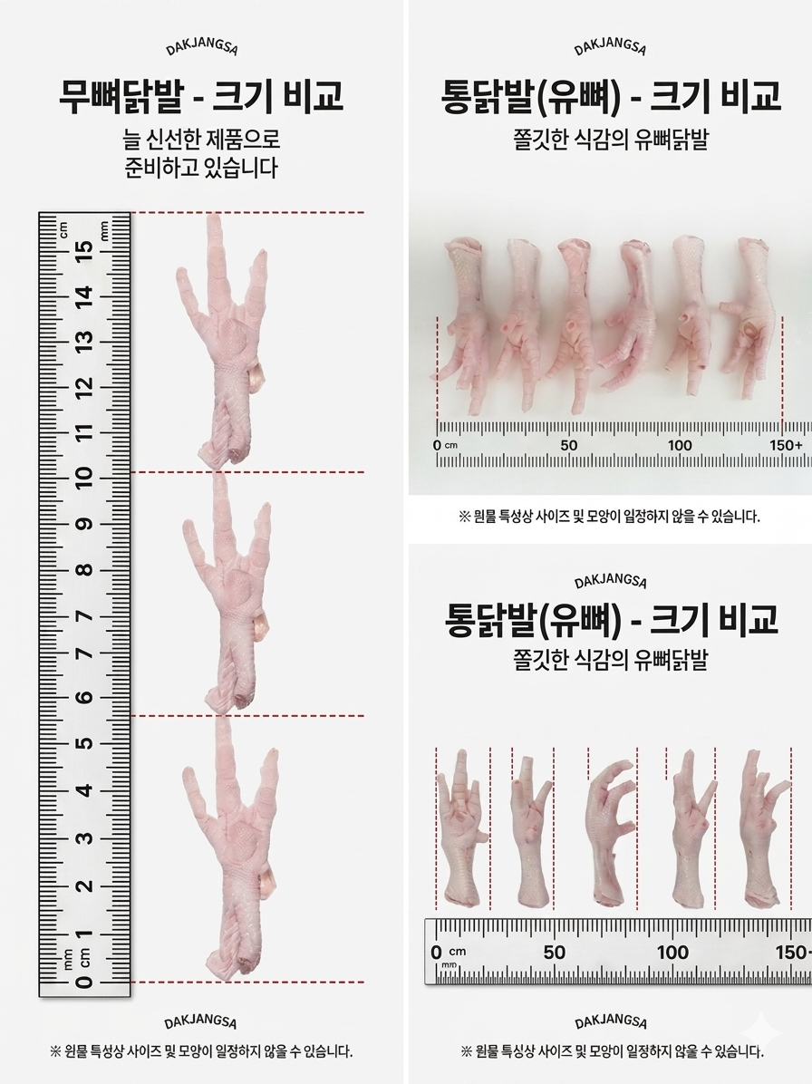 뼈없는 닭발 냉동 무뼈닭발 1kg 200g 국내산 냉장 생닭발 - 상세 이미지 3