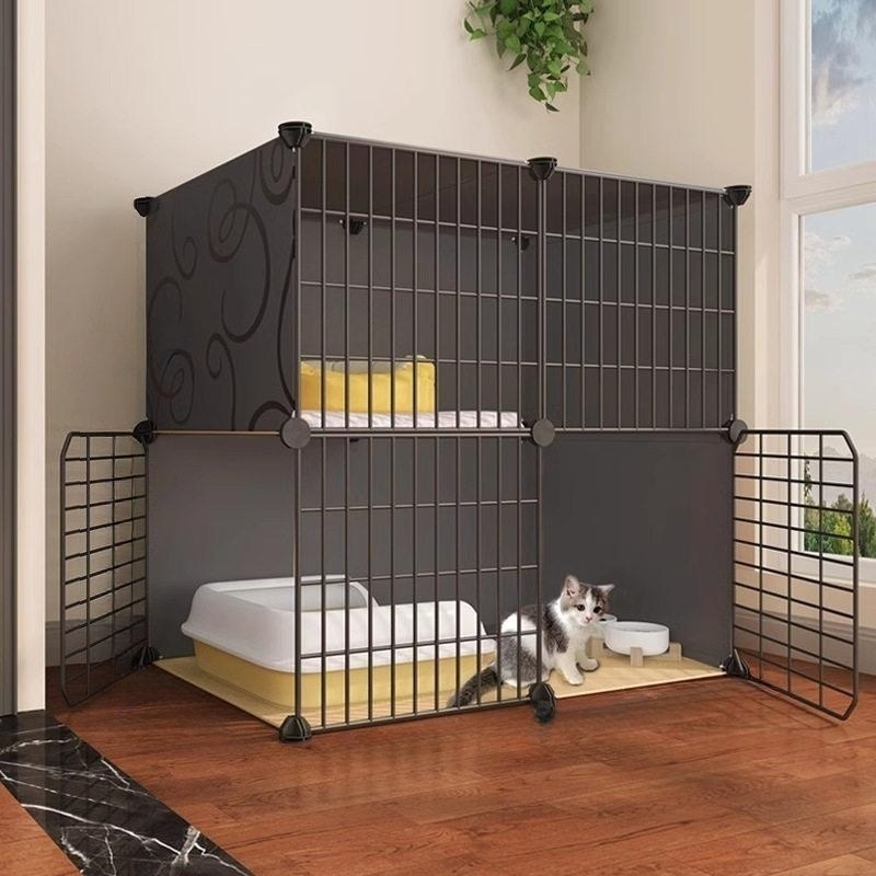 고양이 철장 대형 놀이터 2칸 케이지 하우스 별장 애견 조립식 집 빌라 격리장 견사 - 상품 이미지