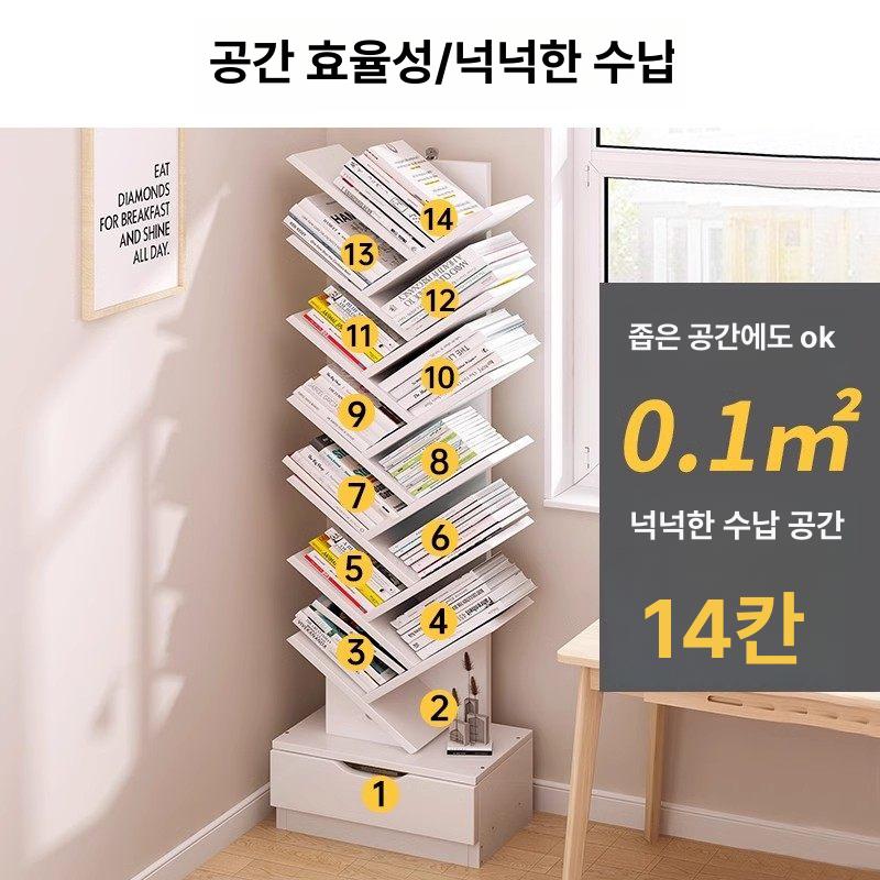 학생 책장 공부방 수납 책꽂이 틈새 오픈 인테리어 회전식 거실 북스탠드 서재 - 상세 이미지 4