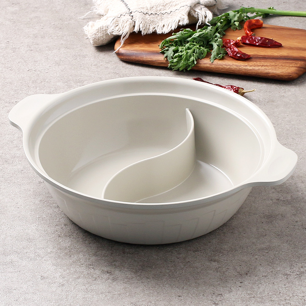 세라믹 인덕션 반반 냄비 훠궈 샤브샤브 마라탕 캠핑 전골 26cm, 하부만 - 상세 이미지 5