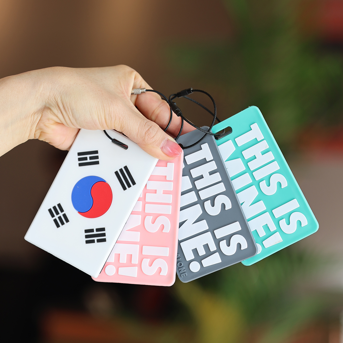 캐리어 네임태그 실리콘 러기지택 골프백 가방이름표 메모형 카드 네임택 핑크 - 상품 이미지