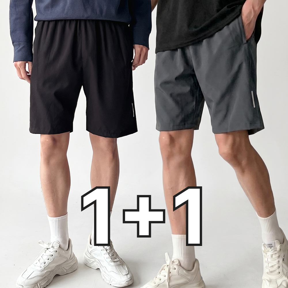 1+1 남자 반바지 여름 밴딩 빅사이즈 트레이닝 운동반바지 상품 이미지