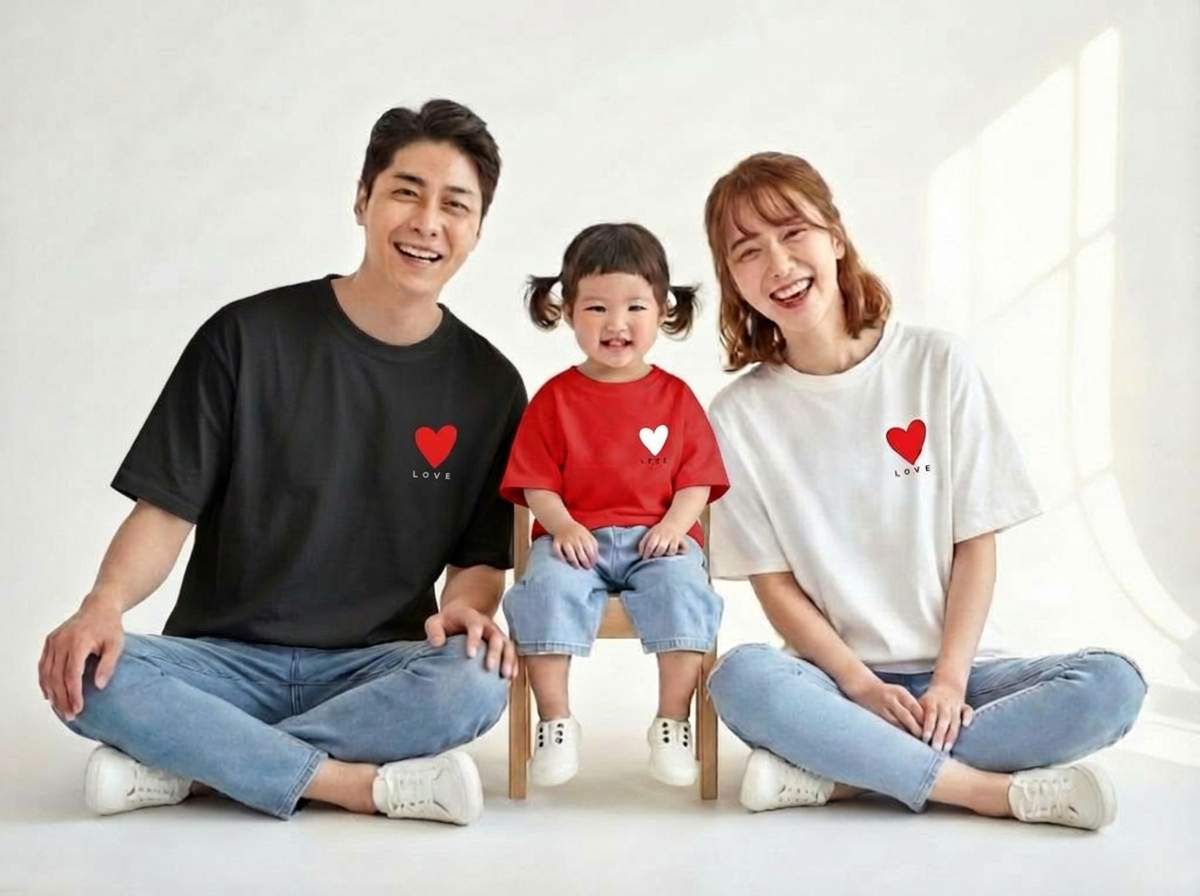 몽피마피 안아줘 가족티 패밀리룩 돌촬영 여행 사진의상 반팔 맨투맨 - 상세 이미지 5