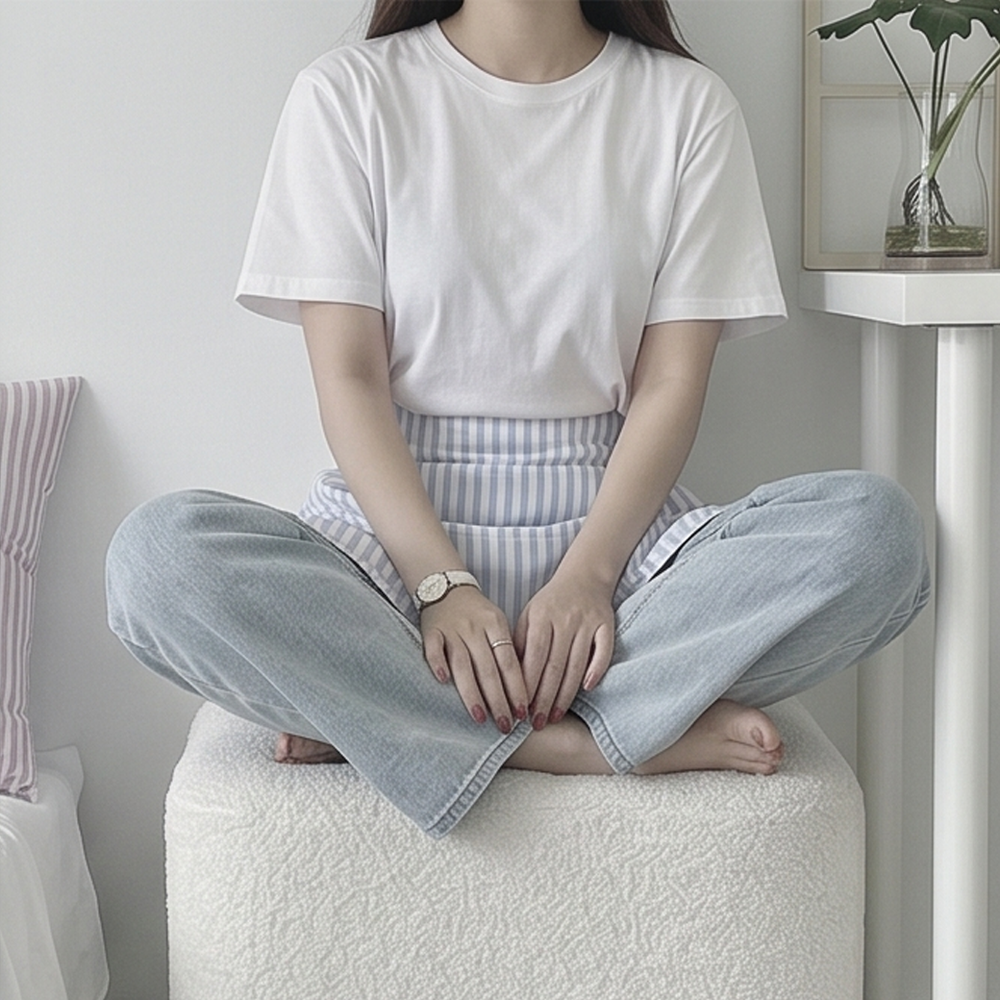 스트라이프 포켓 하프 에이프런 방수 앞치마 카페 꽃집 허리 앞치마 스카이블루, 기본 - 상세 이미지 2