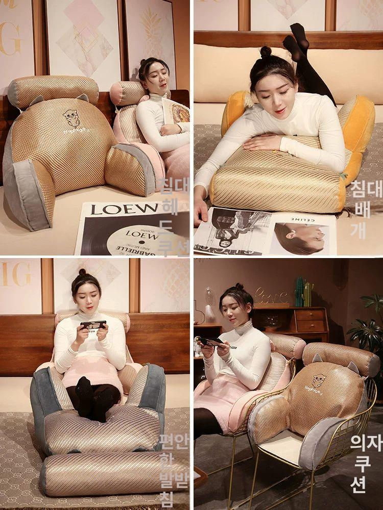 대형 등받이쿠션 침대 사계절 노인용 자동차 등쿠션 침대쿠션 지지대 시트 안락 등받이 의자 이미지 6