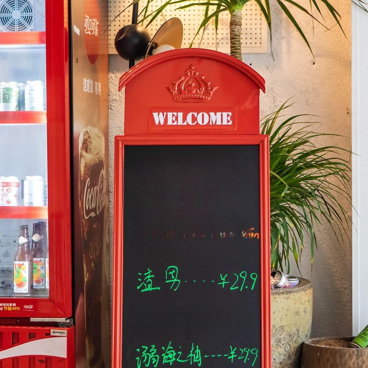 메뉴칠판 칠판 철제 카페 홍보 레스토랑 실외 빈티지 입구 메뉴 접이식 안내 블랙보드 식당 - 상품 이미지