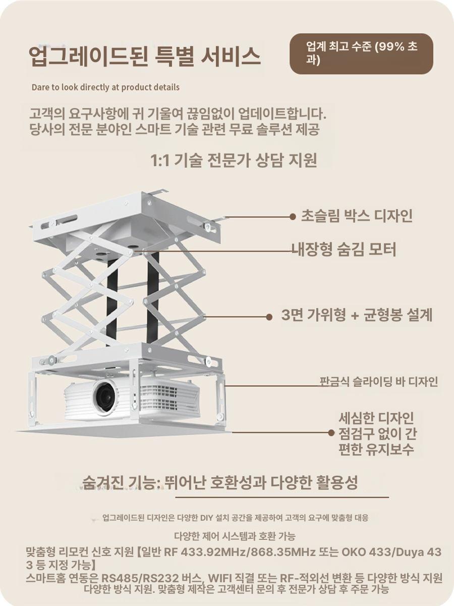 대형 슬라이드 빔프로젝트 거치대 받침대 실내 튼튼한 천장 고정형 공간 - 상세 이미지 3