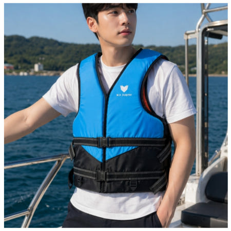 협력업체 워터파크 성인 남자 구명조끼 물놀이 캐리비안베이 L 스카이+블랙