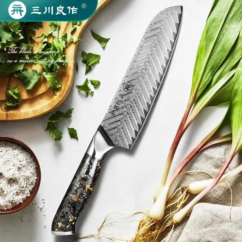 핸드메이드 단조 다마스커스 산도쿠 식도 전문가 요리용 주방칼 - 상품 이미지