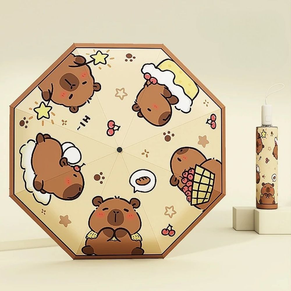 카피바라 우산 접는 튼튼한 접이식 3단 자동 암막 차단 이미지 7