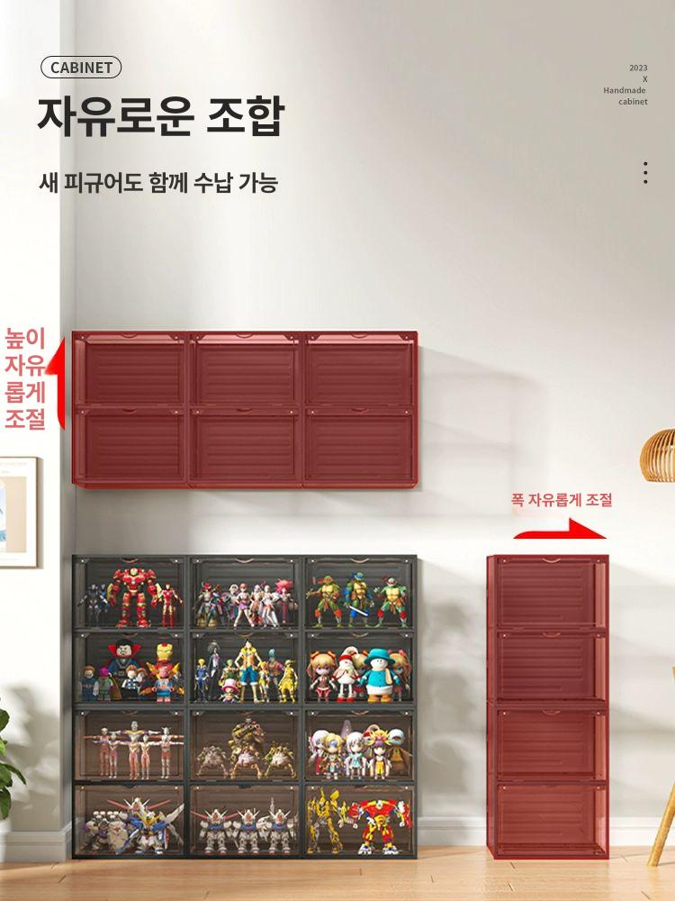 미니 장식장 1단 그레이 보관함 디스플레이케이스 원목 수납함 피규어 진열장 - 상세 이미지 5