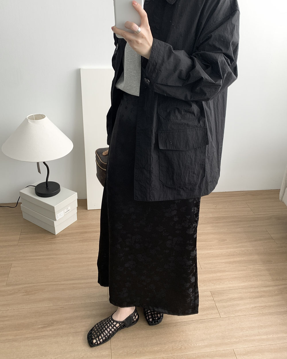[블랙당일] 알로 스커트 쟈가드 롱 맥시 뒷밴딩 치마 웨어링무드 (2c) 이미지 2