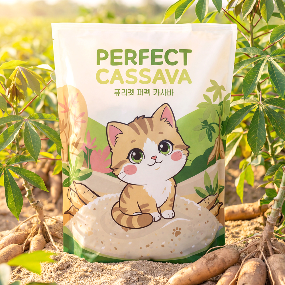 퓨리펫 퍼펙 먼지없는 카사바 고양이 모래 무향 강력 응고 4.3kg 3개 - 상세 이미지 2