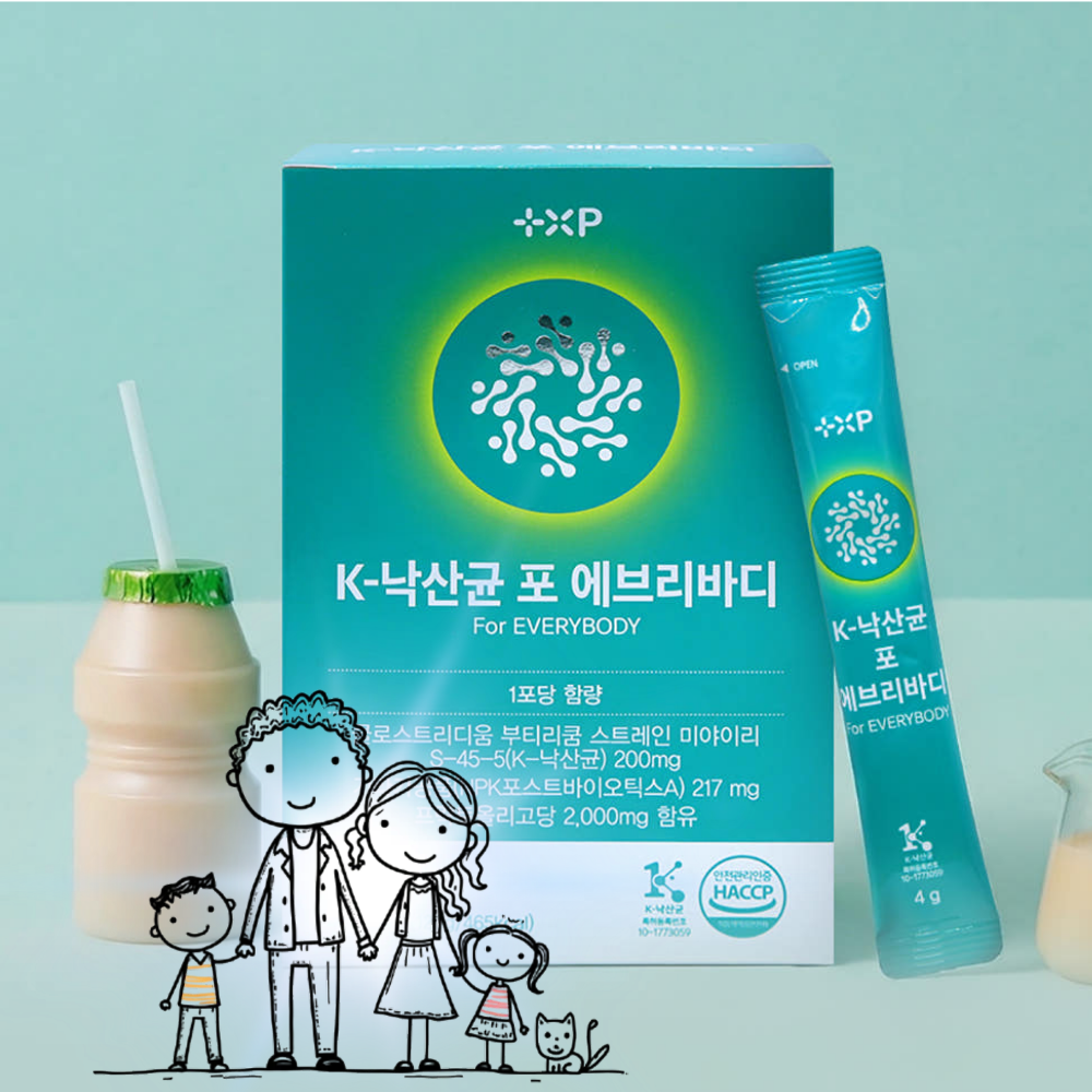 K낙산균 포에브리바디 요구르트 맛 프로바이오틱스 30포, 1개 - 상품 이미지