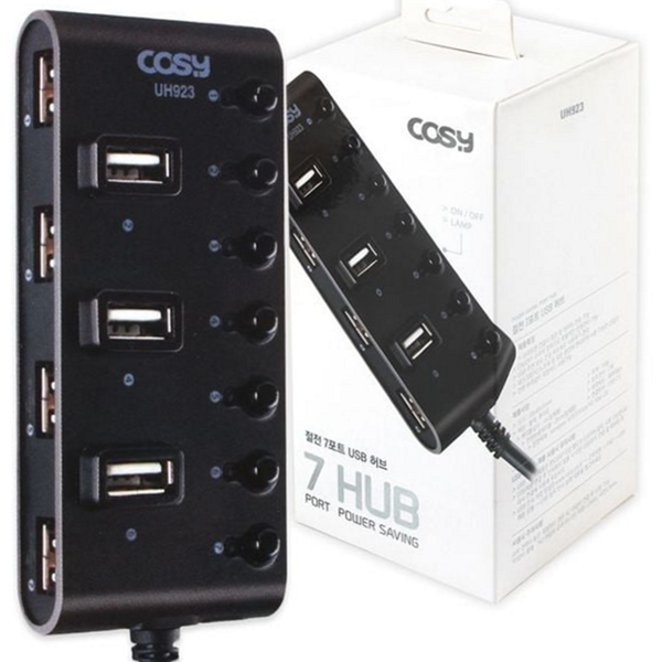 슬림형 멀티 허브 고속 usb 허브 노트북 충전용 7포트 개별 - 상품 이미지