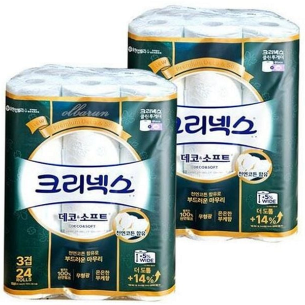 부드러운 롤화장지 데코롤 24 도톰한 데일리 두루마리휴지 3겹 - 상품 이미지
