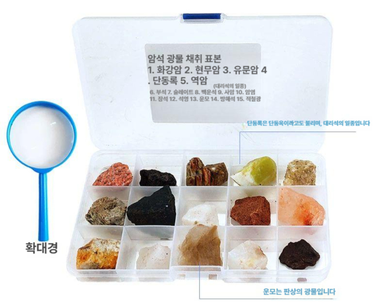 광물 표본 천연 암석 교육용 크리스탈 지질학 교구 보석 미네랄 세트 - 상세 이미지 3