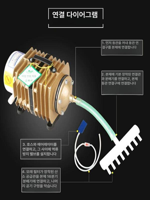 대형 기포발생기 수족관 연못 에어펌프 저소음 양어장 산소공급 버블러 - 상세 이미지 5