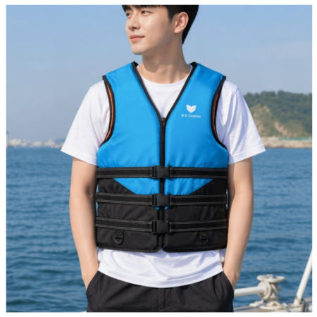 협력업체 워터파크 성인 남자 구명조끼 물놀이 캐리비안베이 XL 스카이+블랙