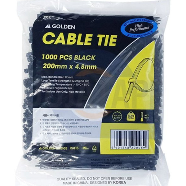 고정용 케이블 타이 묶음용 전선 선정리 타이 200mm 4.8mm 다용도 - 상품 이미지