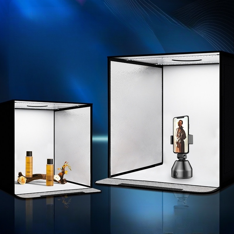 대형포토박스 스튜디오 사진 제품 소품 촬영용 100cm LED 4등 밝기조절 큐브형 - 상품 이미지