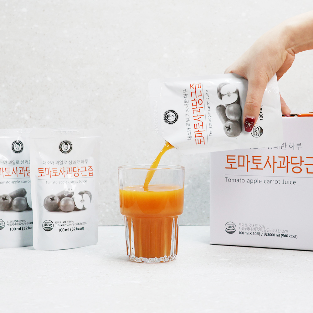 김재식헬스푸드 저온착즙100% 국내산 토마토 사과 당근즙 100ml 30팩 1박스 - 상세 이미지 2