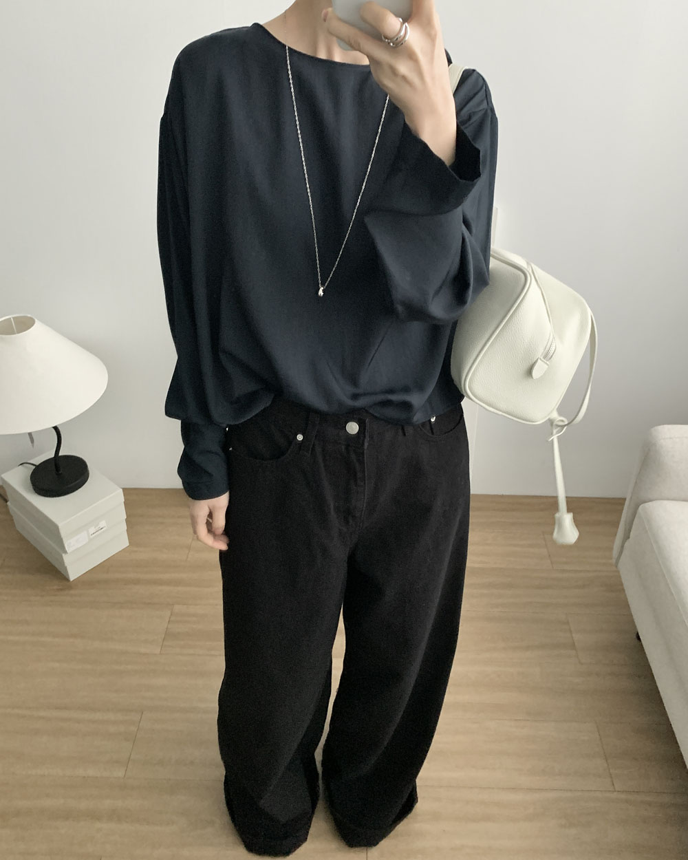듀이 새틴 블라우스 실키 긴팔 블라우스 웨어링무드 (3c) 이미지 6