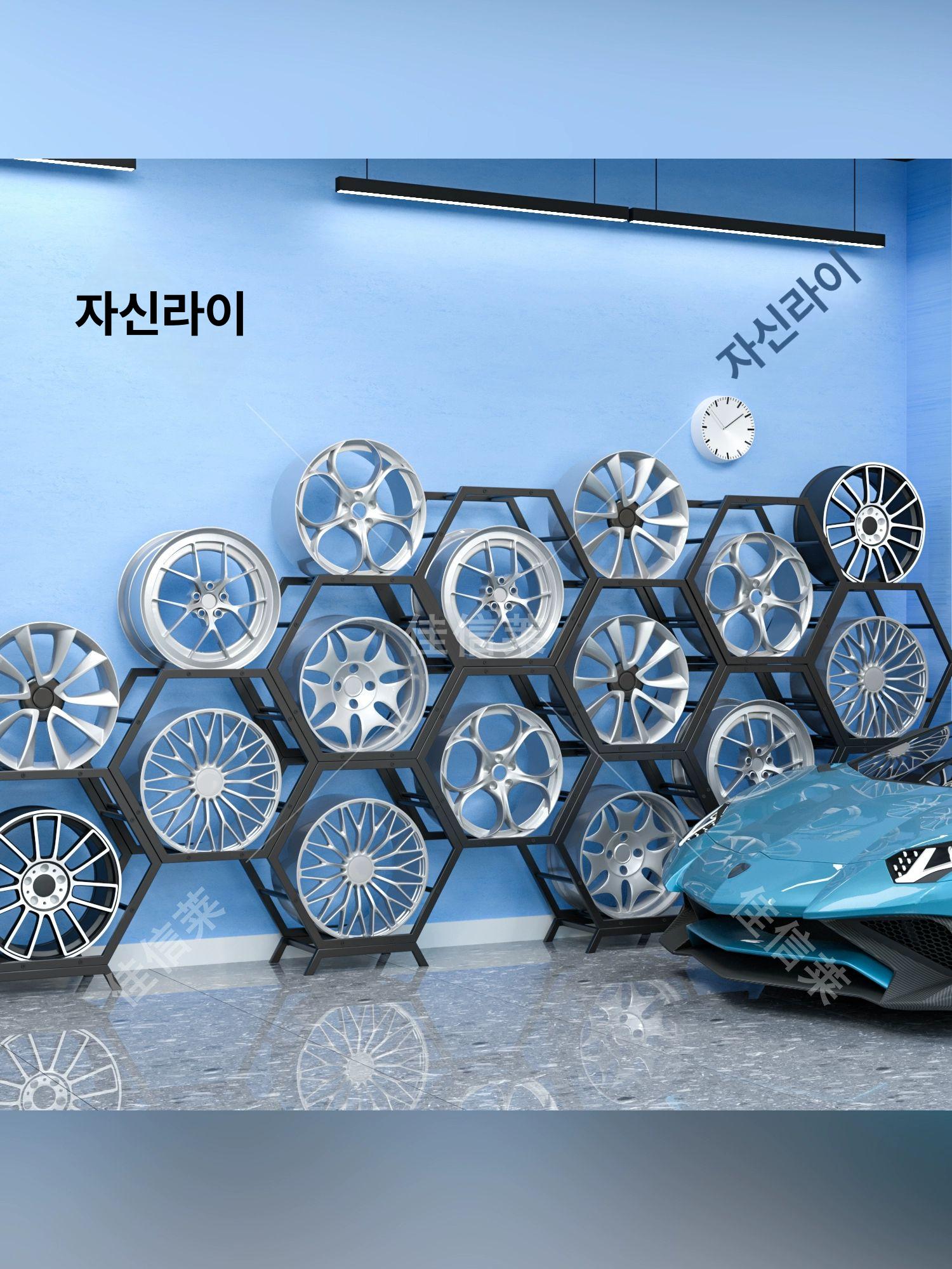 휠 진열대 타이어 프레임 카센터 다이 전시대 보관 철제 5단 + 2개 받침대 (1) - 상세 이미지 3