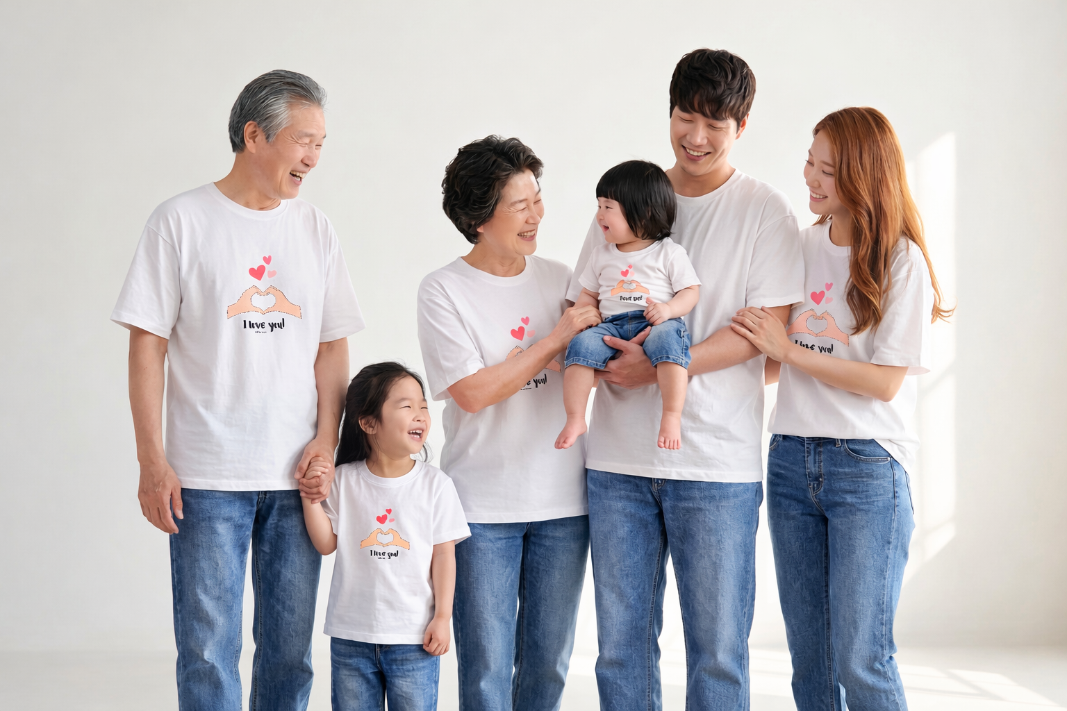 몽피마피 사랑뿅뿅 가족티 패밀리룩 돌촬영 여행 사진의상 반팔 맨투맨 - 상세 이미지 5