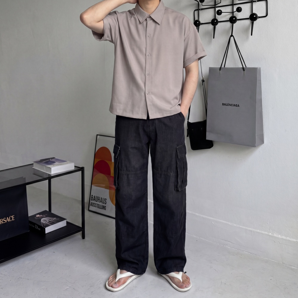 린넨st 여름 오버핏 구김없는셔츠 찰랑 캐주얼 크롭셔츠 - 상세 이미지 3