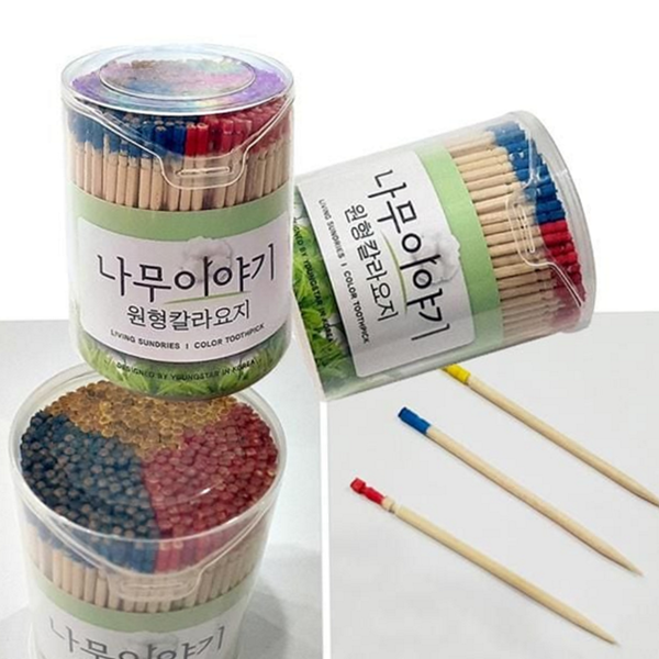 개별포장 칼라 이쑤시개 요지 자작 나무 이쑤시개 업소용 대용량 - 상품 이미지
