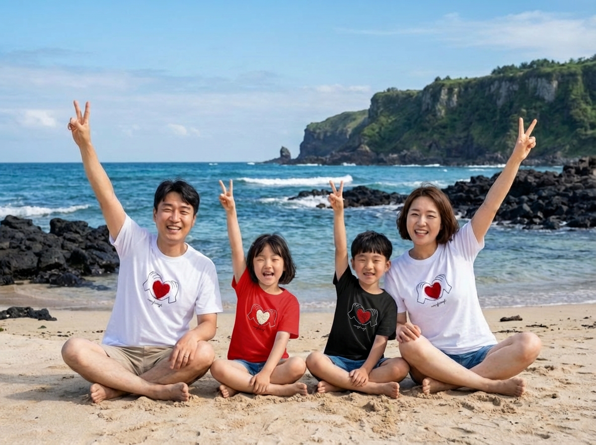 몽피마피 내마음 가족티 패밀리룩 돌촬영 여행 사진의상 반팔 맨투맨 - 상세 이미지 3