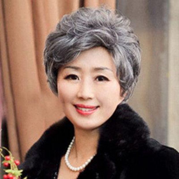 노년 할머니가발 연극 백발 실버헤어 분장용 무대소품 시니어 코스프레 위그 - 상세 이미지 2