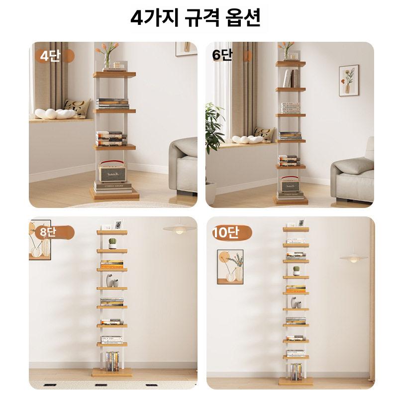 얇은책장 원목 선반장 수납 벽걸이 인테리어 수납장 벽선반 선반 북타워 미니 틈새 장식장 - 상세 이미지 4