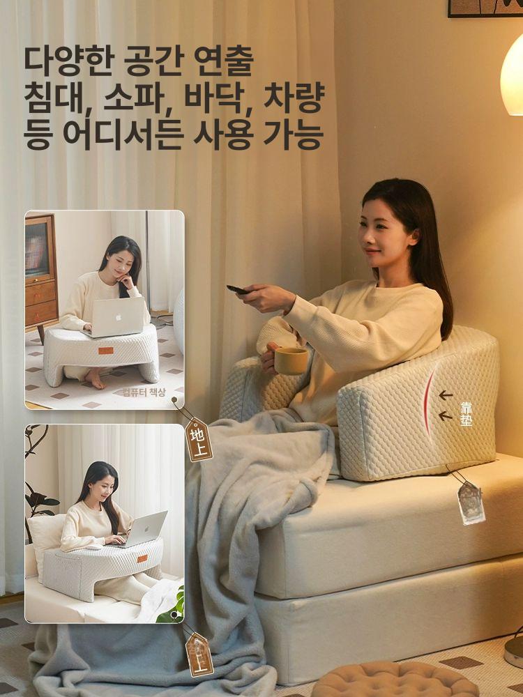 협탁 다용도 침대 책상 노트북 베드 쿠션 좌식 테이블 미니 침대협탁 조명 서랍장 수납 - 상세 이미지 5