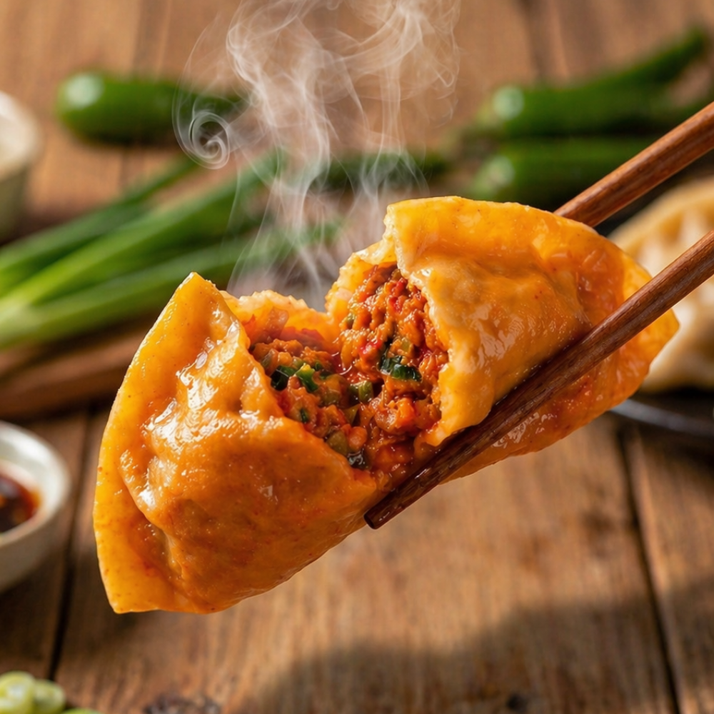 장이당 닭가슴살 잎새 교자 고추 매운김치만두 1kg, 1개 - 상품 이미지