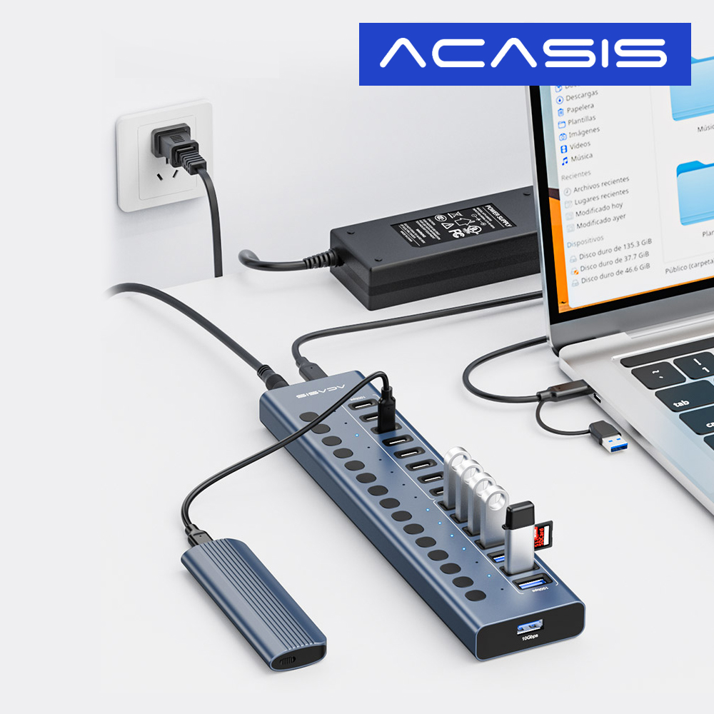 아카시스 HB16PRO 16in1 포트 10Gbps USB C&A 멀티 허브 핸드폰 충전 어댑터 제품 이미지