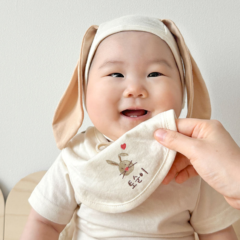 이키 오가닉 신생아 아기 이름 태명 자수 턱받이 빕 침받이 이미지 6