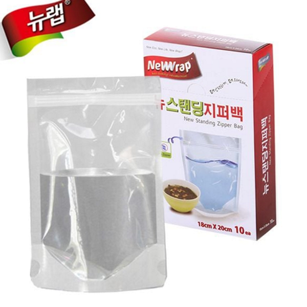 세워지는 스탠딩 지퍼 백 투명 지퍼 백 음식물 보관 밀폐 - 상품 이미지