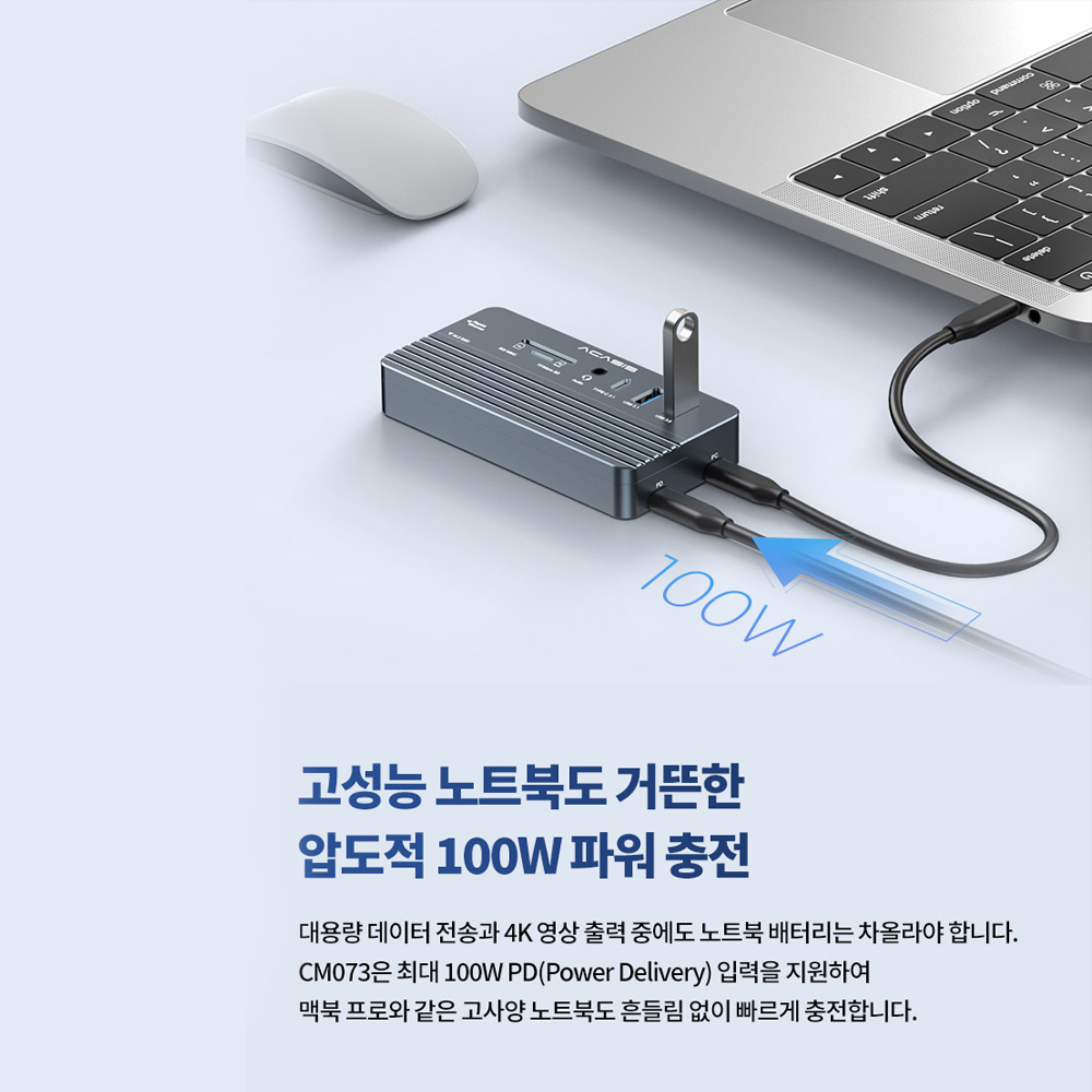 아카시스 CM073 + M.2 NVME 외장SSD 1TB 마이크론 탑재 10-in-1 10Gbps 멀티 도킹스테이션 외장하드 이미지 7