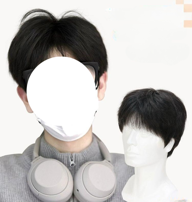 남자 통가발 시스루댄디컷 정수리 패션헤어 가벼운 디자인컷 내추럴 헤어피스 네트형 - 상품 이미지