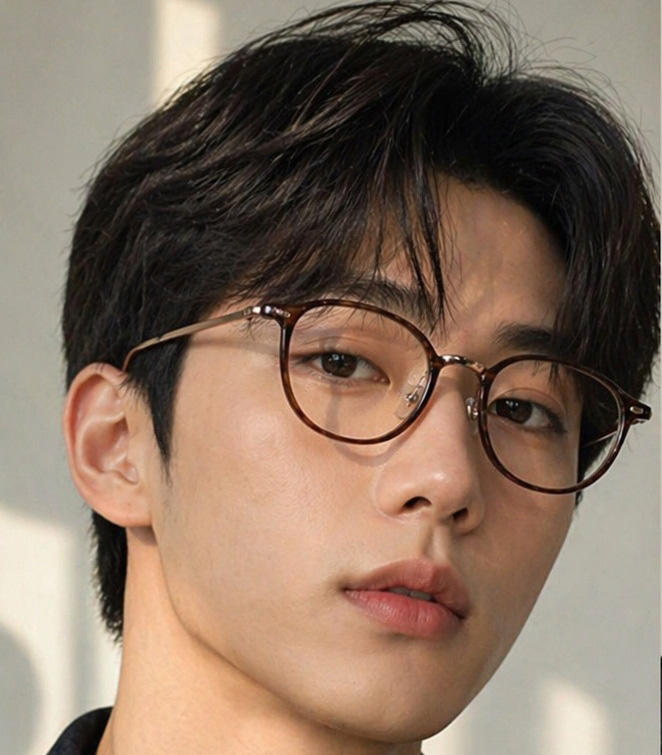블루라이트차단안경 뿔테 티타늄 안경테 ai 얼굴형에맞는 하금테 안경 명품 안경테 - 상품 이미지